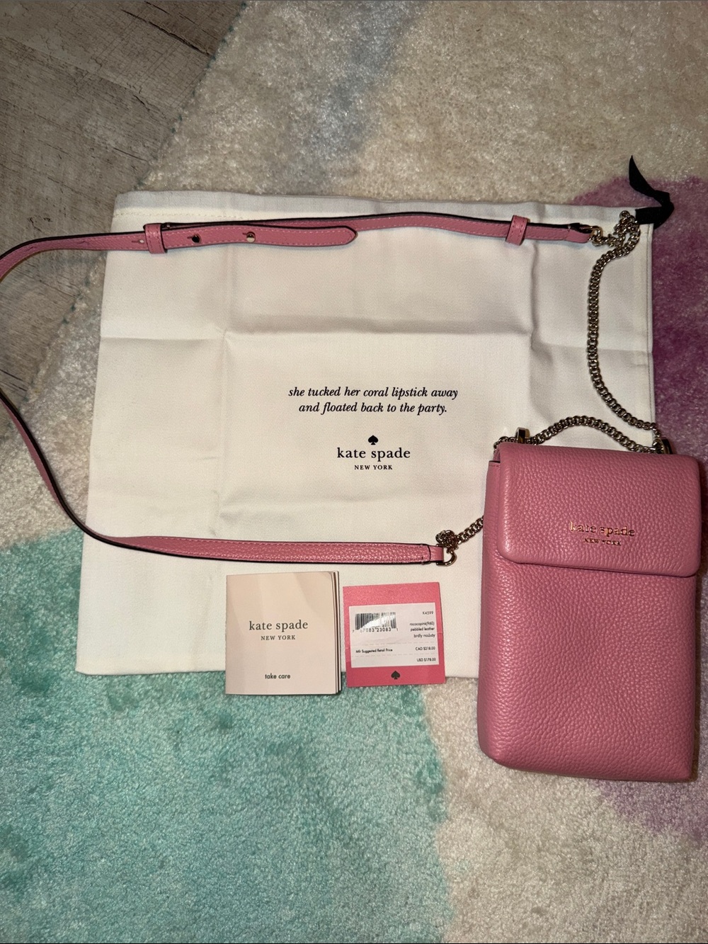 Kate Spade Bradley Pebbled Leather Crossbody In Rococo Pink with Dust Bag - Picture 2 of 10